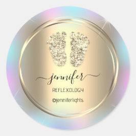 Reflexology Baby Feet Gold Holograph Gold Gold Runder Aufkleber
