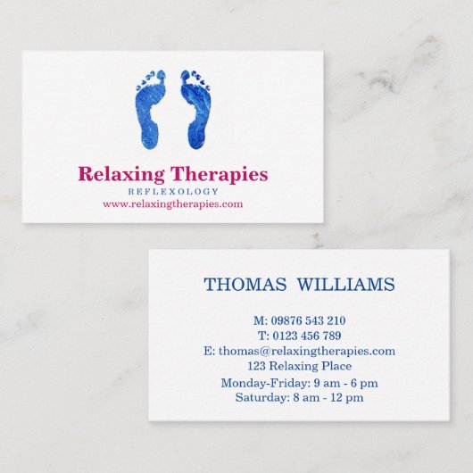 Reflexology Business Card Visitenkarte (Vorne/Hinten)