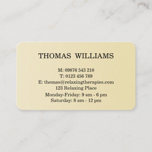 Reflexology Visitenkarte (Rückseite)