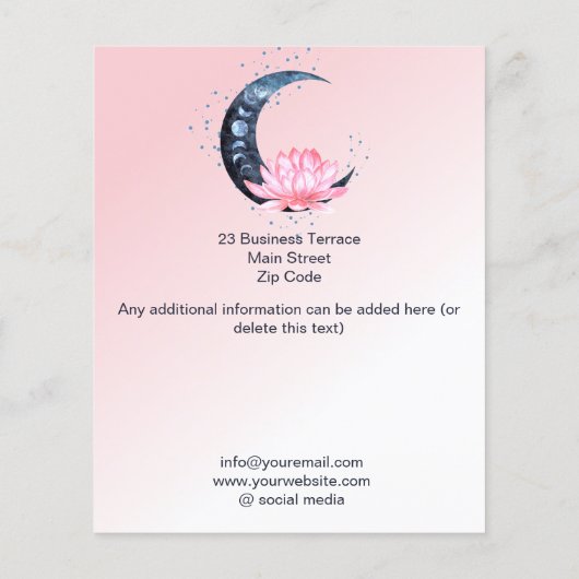Reflexzonenmassage Rosa Lotus Blume Moon Business Flyer (Hinten)