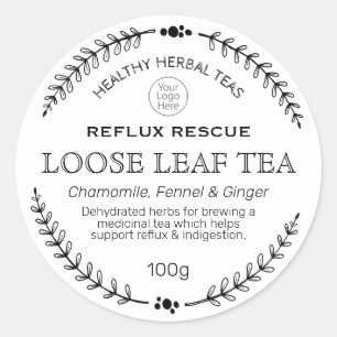 Reflux Rescue Herbal Tee Logo Labels Runder Aufkleber