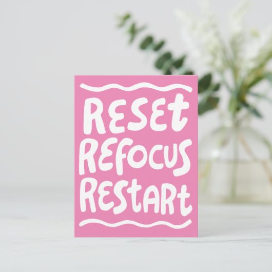 REFOCUS NEUSTARTEN FUSSBubble Letters INSPO Postkarte (Stehend Vorderseite)