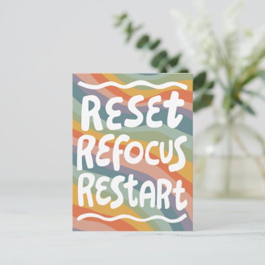 REFOCUS NEUSTARTEN FUSSBubble Letters INSPO Postkarte (Stehend Vorderseite)