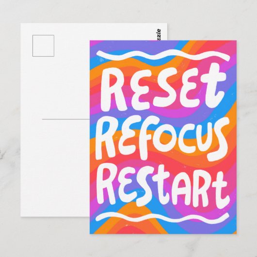 REFOCUS NEUSTARTEN FUSSBubble Letters INSPO Postkarte (Vorne/Hinten)