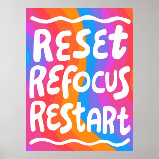 REFOCUS RETART NEUSTART Farbige Fun Bubble Letters Poster (Vorne)
