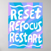 REFOCUS RETART NEUSTART Farbige Fun Bubble Letters Poster (Vorne)
