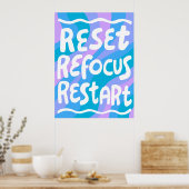REFOCUS RETART NEUSTART Farbige Fun Bubble Letters Poster (Küche)