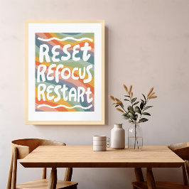 REFOCUS RETART NEUSTART Farbige Fun Bubble Letters Poster