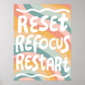 REFOCUS RETART NEUSTART Farbige Fun Bubble Letters Poster (Vorne)