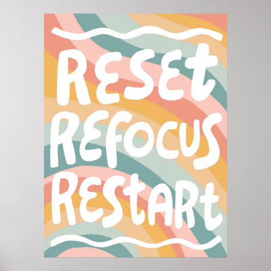REFOCUS RETART NEUSTART Farbige Fun Bubble Letters Poster (Vorne)