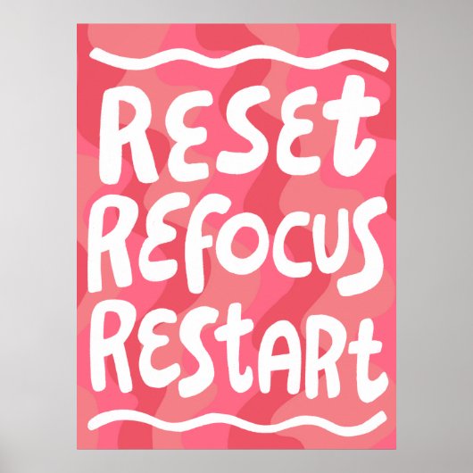 REFOCUS RETART NEUSTART Farbige Fun Bubble Letters Poster (Vorne)