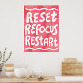 REFOCUS RETART NEUSTART Farbige Fun Bubble Letters Poster (Küche)