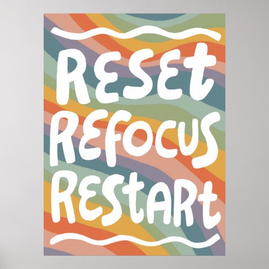 REFOCUS RETART NEUSTART Farbige Fun Bubble Letters Poster (Vorne)
