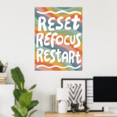 REFOCUS RETART NEUSTART Farbige Fun Bubble Letters Poster (Heimbüro)