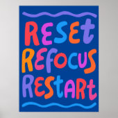 REFOCUS RETART NEUSTART Farbige Fun Bubble Letters Poster (Vorne)