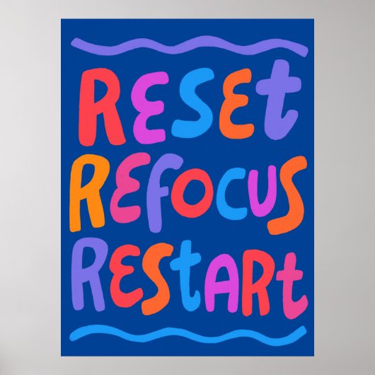 REFOCUS RETART NEUSTART Farbige Fun Bubble Letters Poster (Vorne)
