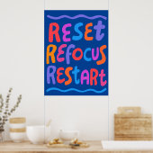REFOCUS RETART NEUSTART Farbige Fun Bubble Letters Poster (Küche)
