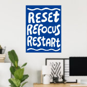 REFOCUS RETART NEUSTART Farbige Fun Bubble Letters Poster (Heimbüro)