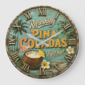 Refreshing Piña Coladas Große Wanduhr (Vorderseite)