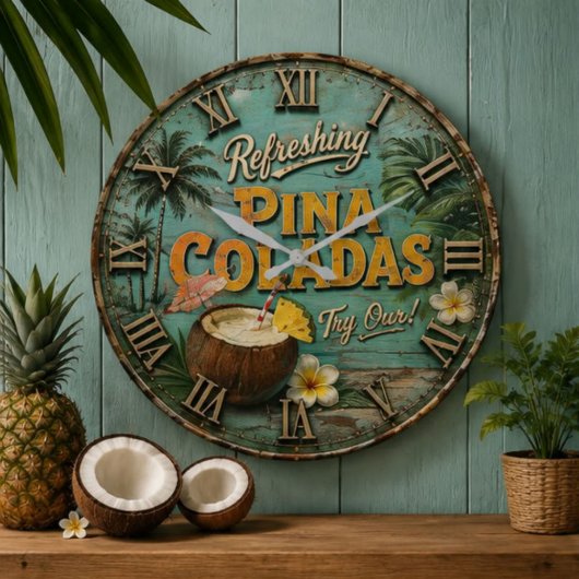 Refreshing Piña Coladas Große Wanduhr