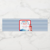 Refreshing Striped Blue Red Nautical Ahoy Boy Wasserflaschenetikett (Einzelnes Label)