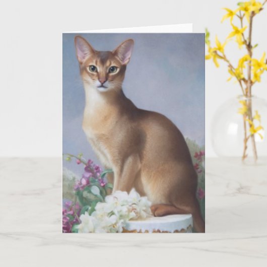 Regal Abyssinian – Painterly Cat Card Karte (Gelbe Blume)