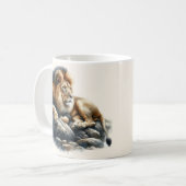 Regal African Lion Ruhen auf einem Felsen - Wasser Kaffeetasse (Vorderseite Links)