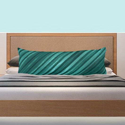 Regal Aquamarin gestreiftes grünes Kissen