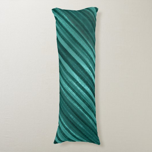 Regal Aquamarin gestreiftes grünes Kissen (Vorderseite Vertikal)