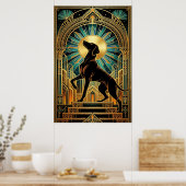 Regal Art Deco Hound Dog Gold Silhouette Poster (Küche)
