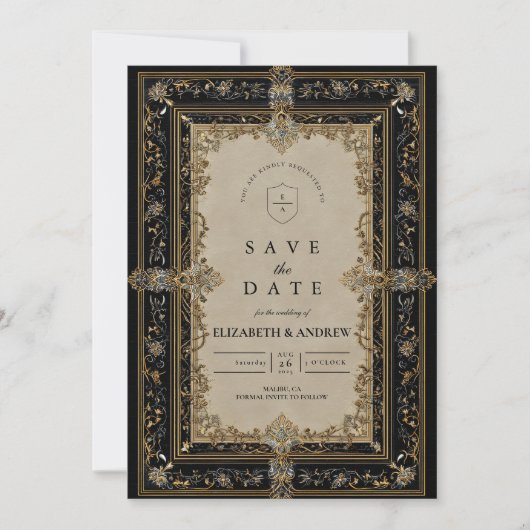 Regal Baroque Celestial Wedding Save The Date (Vorderseite)