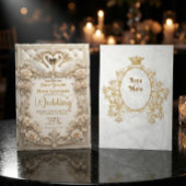 Regal Baroque Gold Filigree Crest Formal Wedding Einladung