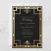 Regal Black and Gold Wedding Einladung (Vorderseite)