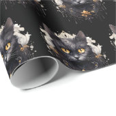 Regal Black Cat Rhinestones Muster Halloween Geschenkpapier (Rolleneckpunkt)