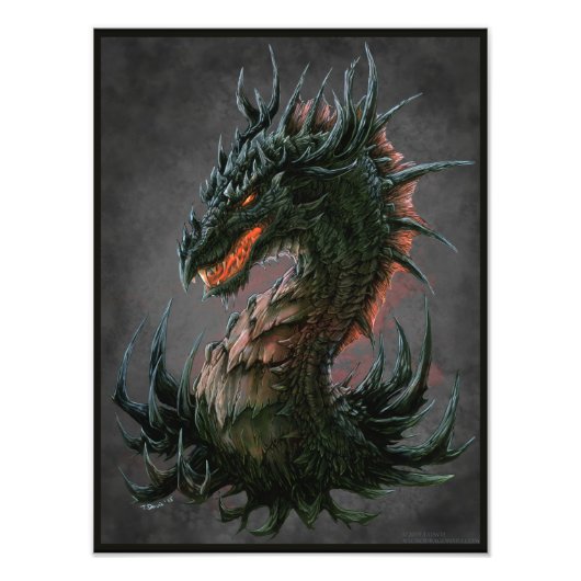 Regal Black Dragon Head - Vollfarbigkeit Fotodruck (Vorne)