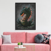 Regal Black Dragon Head - Vollfarbigkeit Leinwanddruck (Insitu (Wohnzimmer))