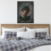 Regal Black Dragon Head - Vollfarbigkeit Leinwanddruck (Insitu (Schlafzimmer))