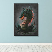 Regal Black Dragon Head - Vollfarbigkeit Leinwanddruck (Insitu (Holzboden))