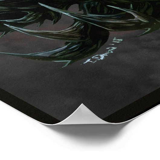 Regal Black Dragon Head - Vollfarbigkeit Poster (Ecke)