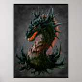 Regal Black Dragon Head - Vollfarbigkeit Poster (Vorne)