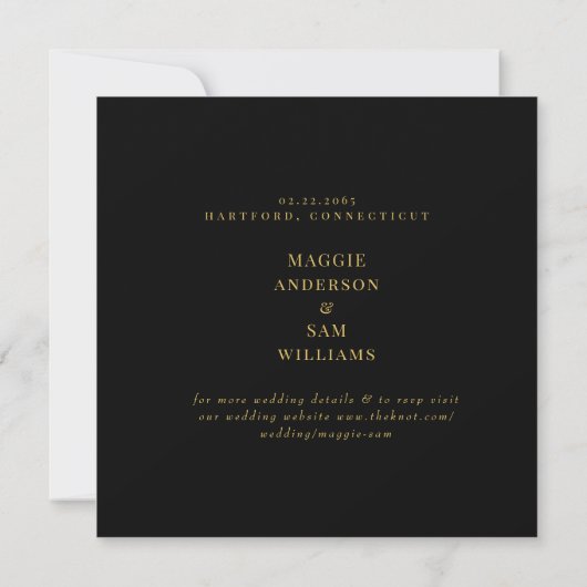 Regal Black & Gold Damask Hochzeit Save the Date (Rückseite)