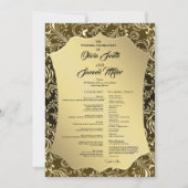 Regal Black Gold Damask Wedding Program Einladung (Vorderseite)
