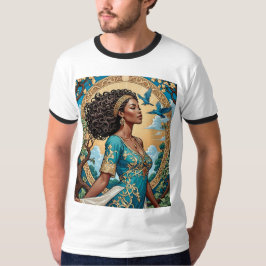 Regal Black Queen Art Nouveau T - Shirt