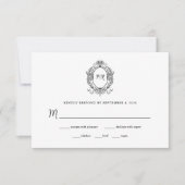 Regal Black und White | Barockrahmen RSVP Karte (Vorderseite)