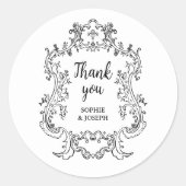 Regal Black und White | Vintager Barockrahmen Runder Aufkleber (Vorderseite)