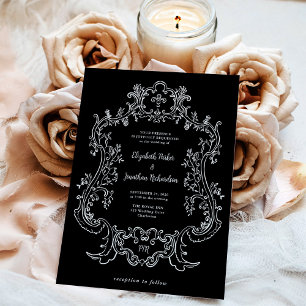Regal Black Vintage Barock-Rahmen Hochzeit Einladung