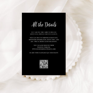 Regal Black Wedding Guest Details QR Code Begleitkarte