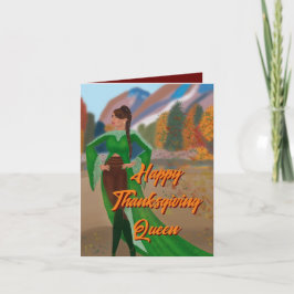 Regal Black Woman im Herbst | Erntedank-Karte Karte