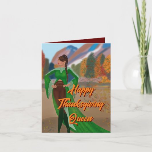 Regal Black Woman im Herbst | Erntedank-Karte Karte (Vorderseite)