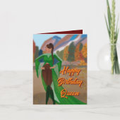 Regal Black Woman im Herbst | Geburtskarte Karte (Vorderseite)